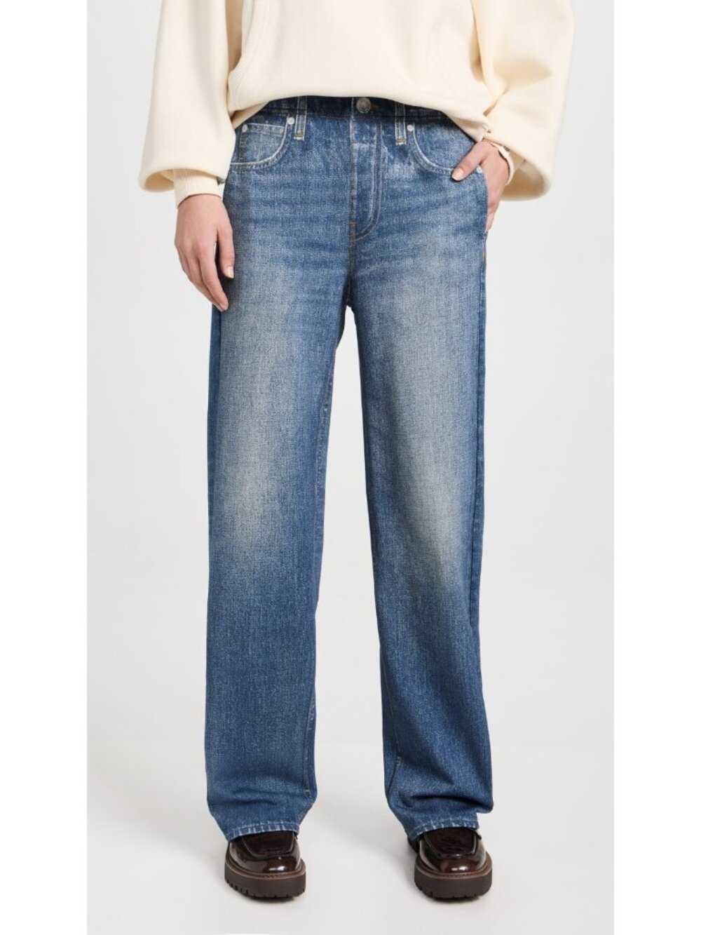 NWT rag & bone Miramar Wide Leg in Lenox Phot-Printed Faux Jean Sweat Pants XXL